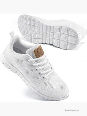 Womens Lightweight Walking Sneakers Non Slip Lace Up Mesh Tennis Shoes